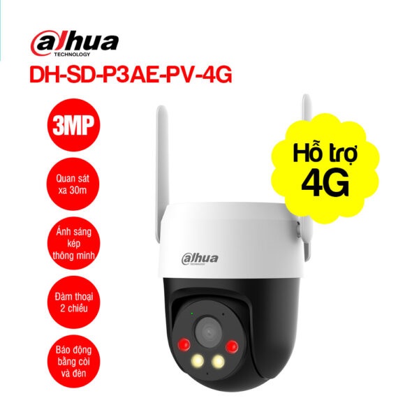 Camera IP dùng SIM 4G 3MP DAHUA DH-SD-P3AE-PV-4G