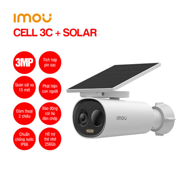Camera Wifi dùng PIN IMOU CELL 3C 3MP kèm tấm Solar (IPC-K9DCP-3T0WE-V2)
