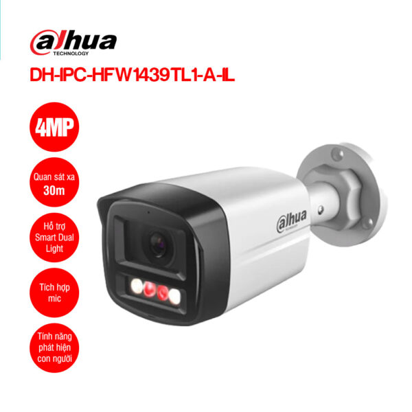 Camera IP ngoài trời kiểu thân trụ 2K(4MP) DAHUA DH-IPC-HFW1439TL1-A-IL