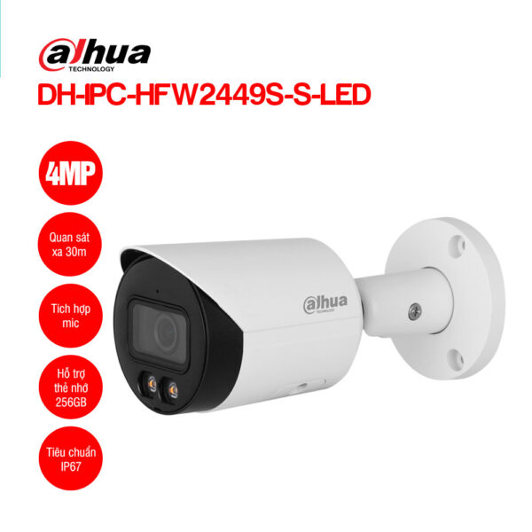 Camera IP thân trụ đàm thoại 4MP DAHUA DH-IPC-HFW2449S-S-LED