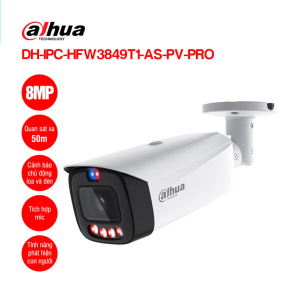 Camera IP thân trụ ngoài trời 8MP DAHUA DH-IPC-HFW3849T1-AS-PV-PRO