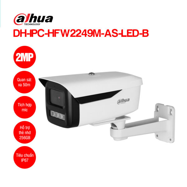 Camera IP thân trụ (Bullet) 2MP DAHUA DH-IPC-HFW2249M-AS-LED-B
