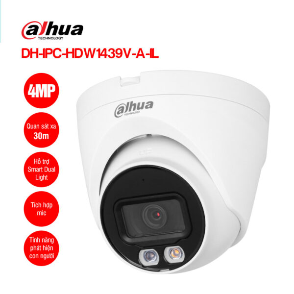 Camera IP trong nhà 4MP kiểu Turret DAHUA DH-IPC-HDW1439V-A-IL