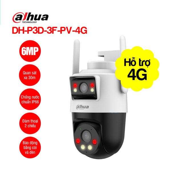 Camera IP 6MP dùng SIM 4G DAHUA DH-P3D-3F-PV-4G