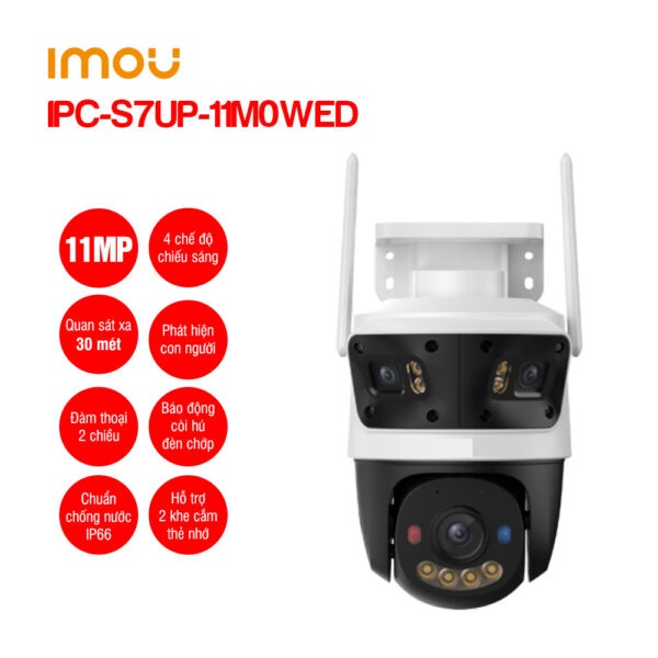 Camera Wifi ngoài trời 3 ống kính IMOU Cruiser Triple 11MP IPC-S7UP-11M0WED