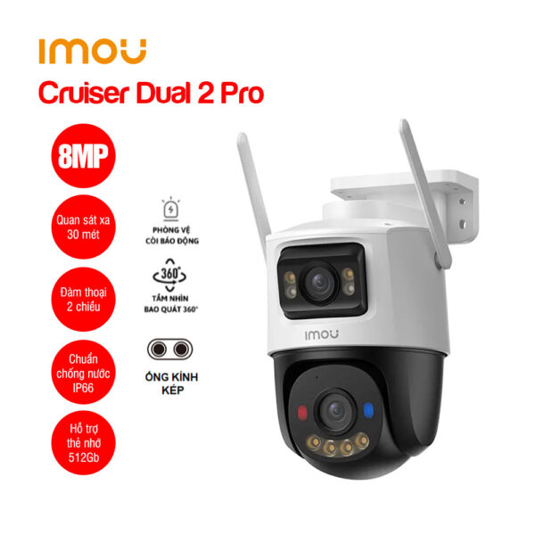 Camera Wifi ngoài trời mắt kép 8MP iMOU Cruiser Dual 2 Pro (IPC-S7XFP-8U0WED)