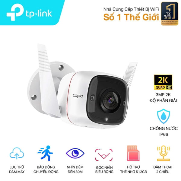 Camera Wifi thân trụ 3MP TP-Link Tapo C310