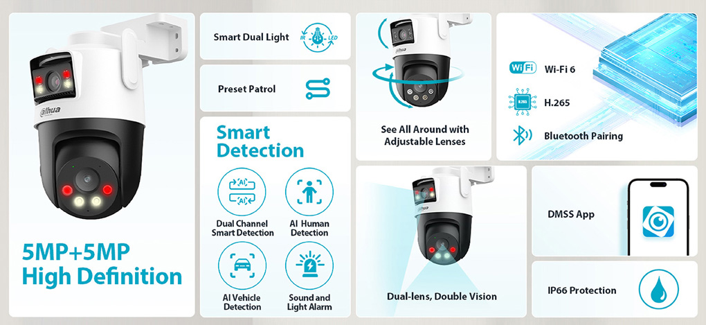 Camera Wifi quay quét mắt kép DAHUA Picoo Dual D1 10MP (DH-P5D-5F-PV)