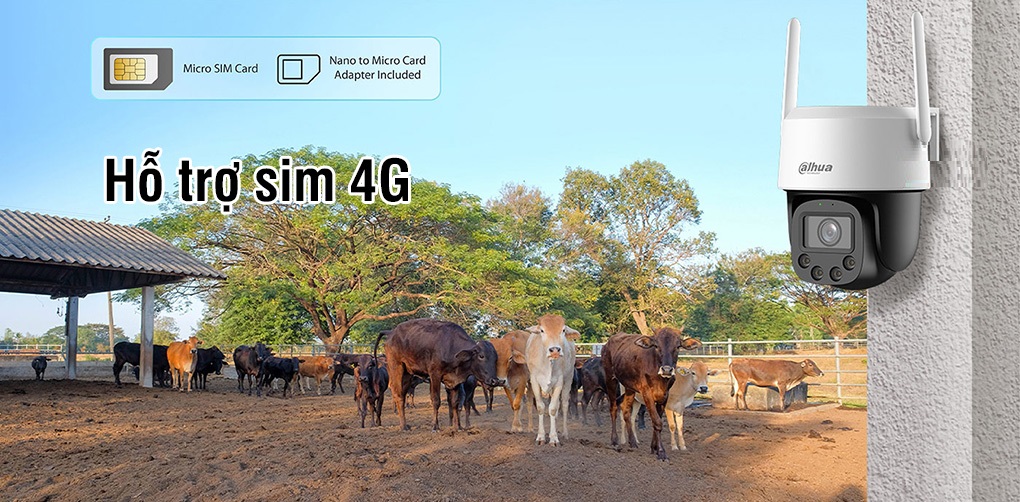Camera IP dùng Sim 4G Full Color 4MP DAHUA DH-P4F-PV-4G
