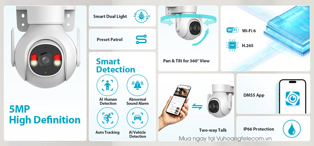 Camera SpeedDome Wifi Dahua DH-P5B-PV (PICOO B1 5MP)