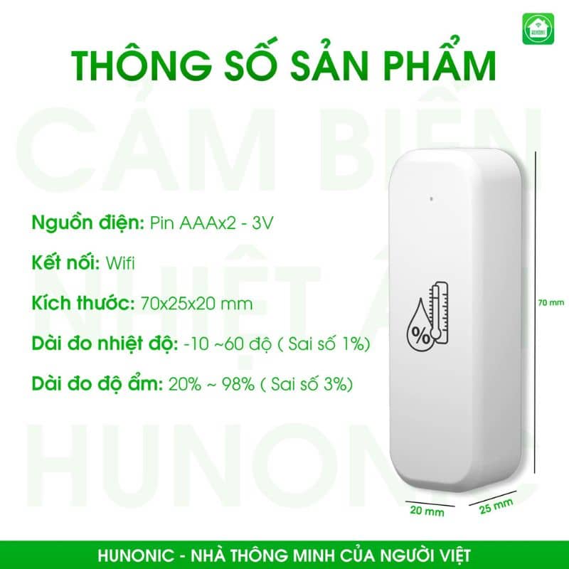 Cảm biến nhiệt ẩm wifi Hunonic