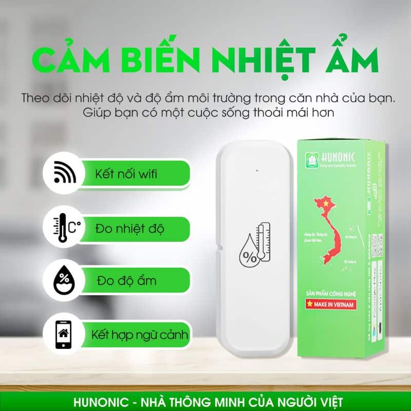 Cảm biến nhiệt ẩm wifi Hunonic