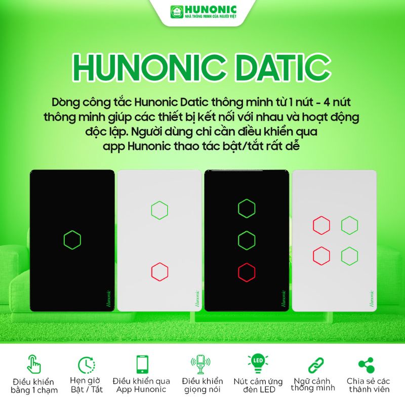Công tắc cảm ứng 1,2,3,4 nút bluetooth mesh