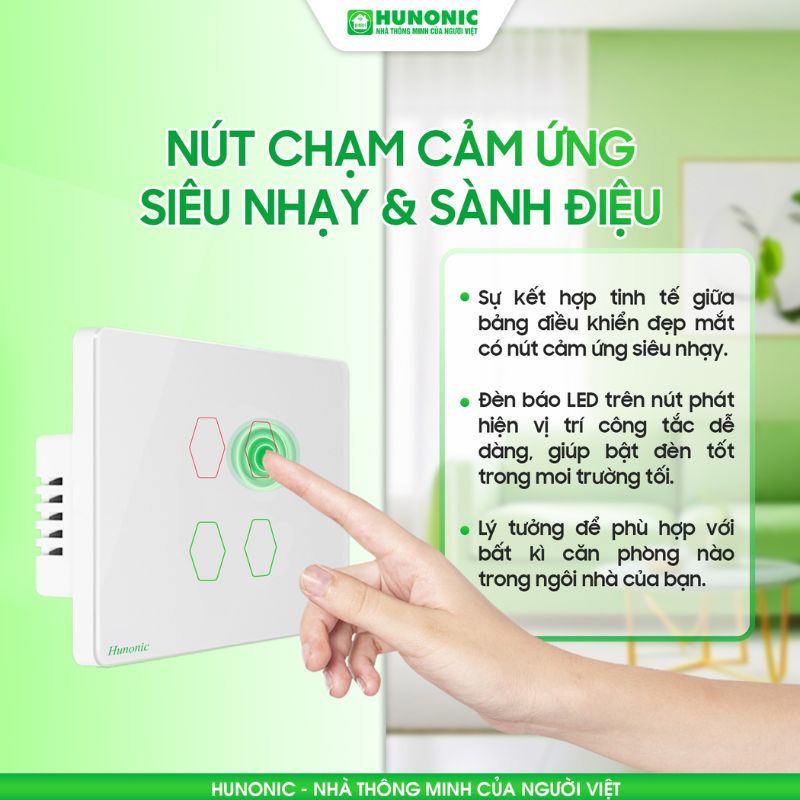 Công tắc cảm ứng 1,2,3,4 nút bluetooth mesh