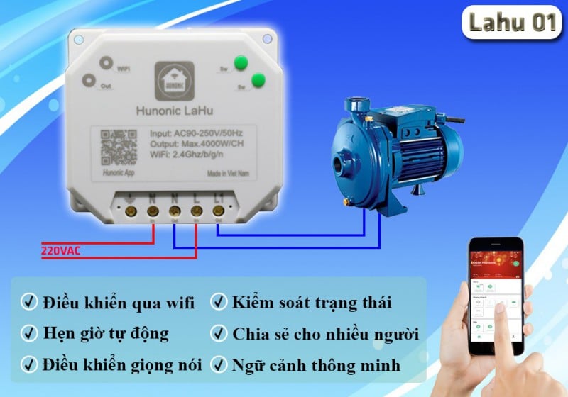 Công tắc thông minh Lahu 1 kênh công suất lớn