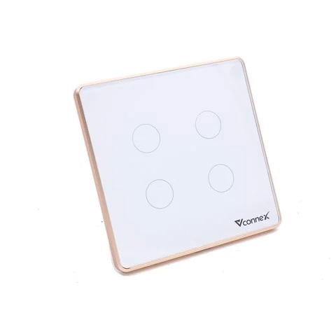 Công tắc cảm ứng thông minh Vconnex 4 nút kiểu vuông màu trắng