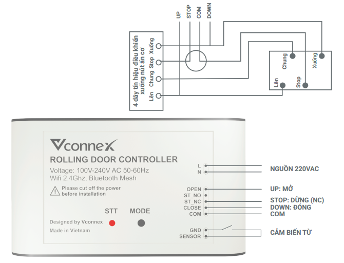 Hướng dẫn sử dụng bộ điều khiển cửa cuốn Vconnex