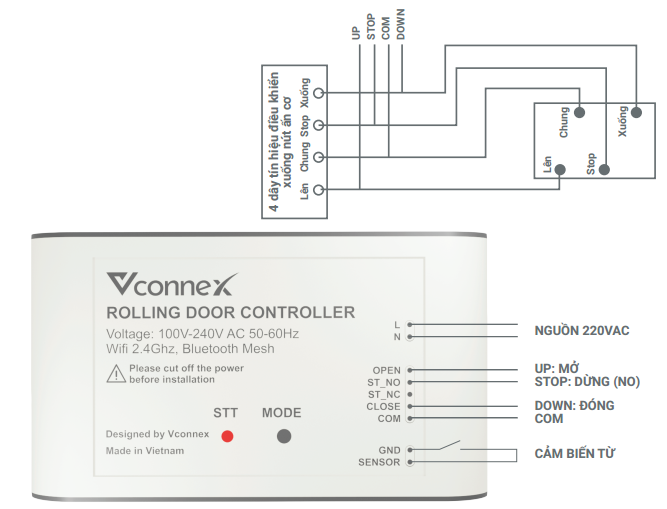Hướng dẫn sử dụng bộ điều khiển cửa cuốn Vconnex