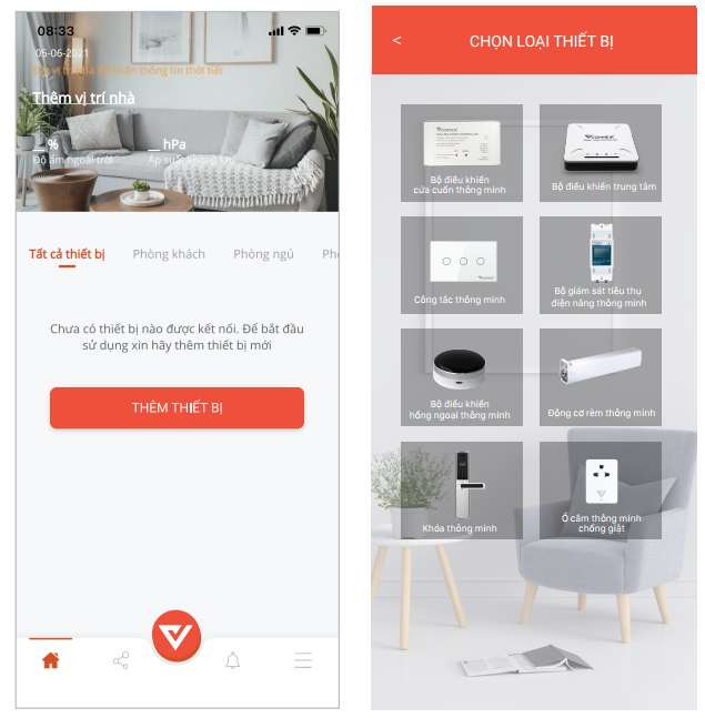 Hướng dẫn kết nối thiêt bị với app Vhomenex